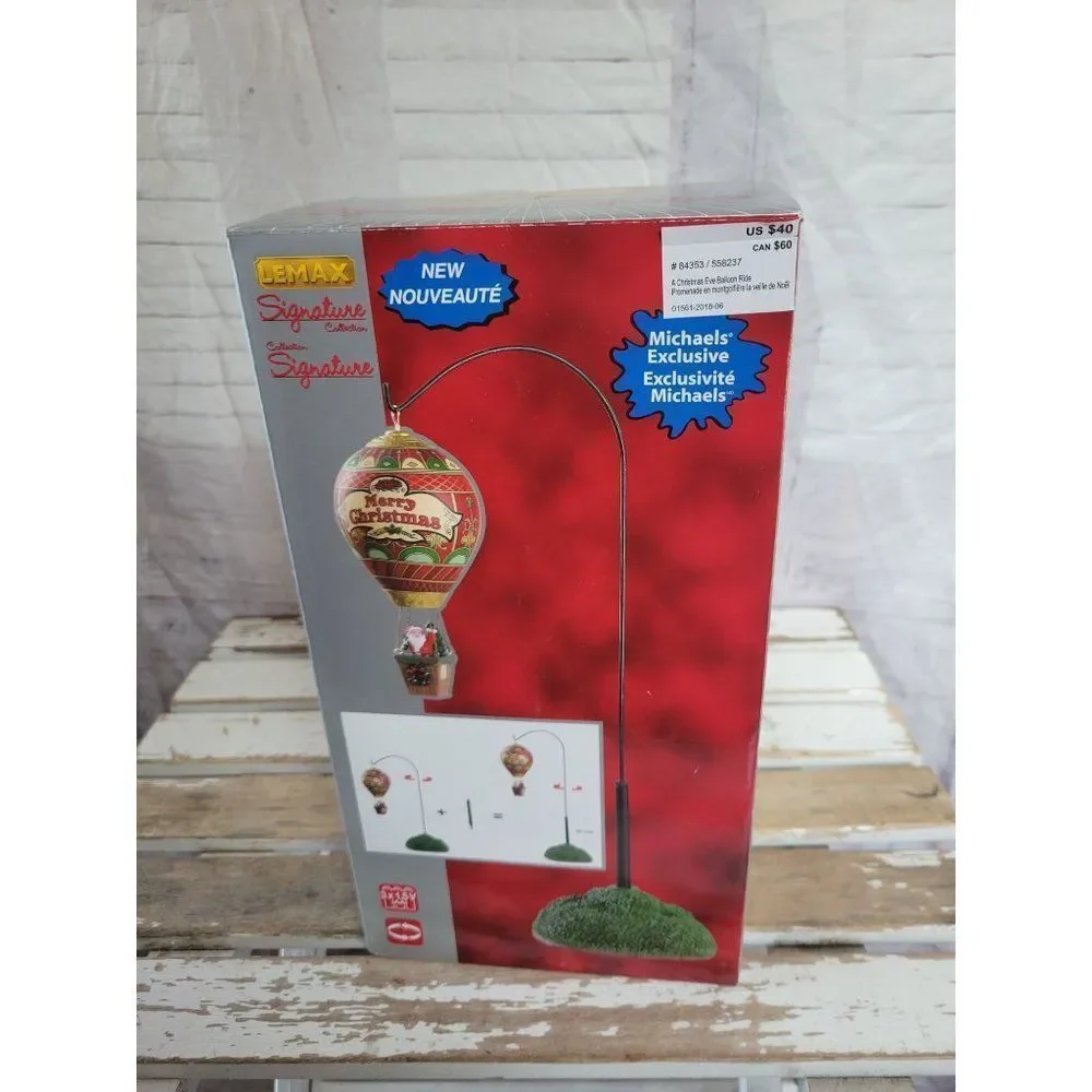 Lemax animated hot air balloon Xmas Eve‎ ride Santa table accent Xmas decor New